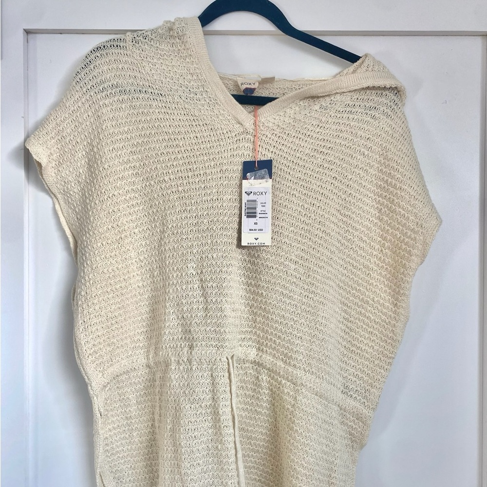 ROXY Electric Heart Sleeveless Crochet Top | Women’s Swim Coverup Ivory